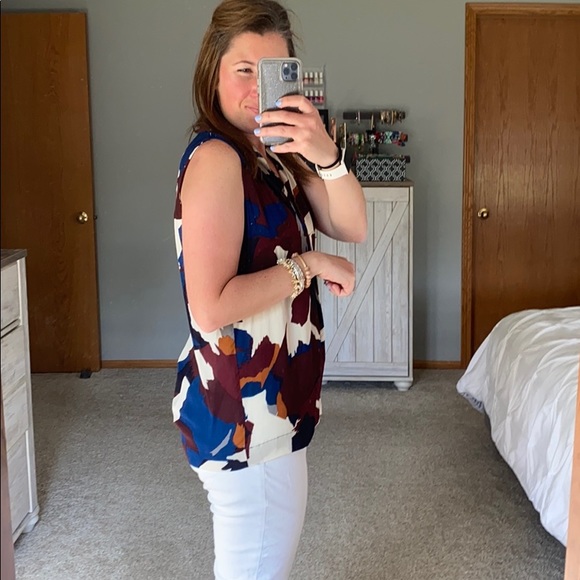 Loft Burgundy, Navy, copper, and White Dressy Tank - Picture 2 of 6